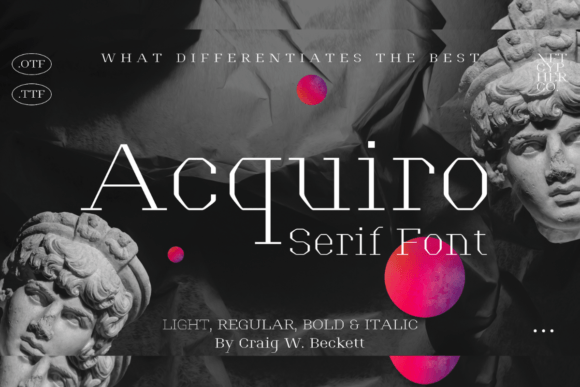 Acquiro Family: Elegant Serif Font for Stylish Design Projects