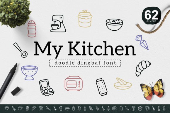 My Kitchen: A Cute Dingbats Font for Campaign Graphics and Creative Branding