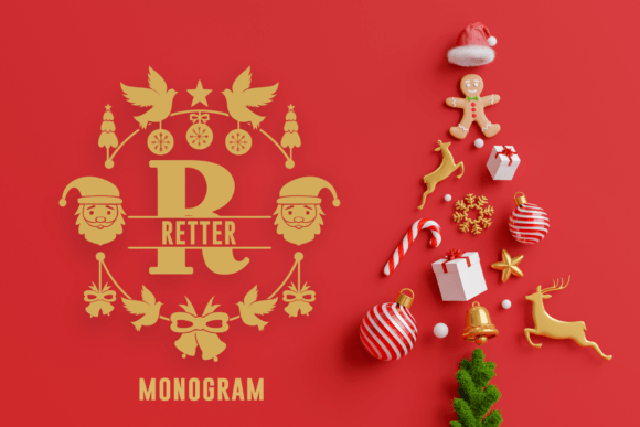 Retter: A Festive Christmas Monogram Font for Editorial Design and Holiday Branding